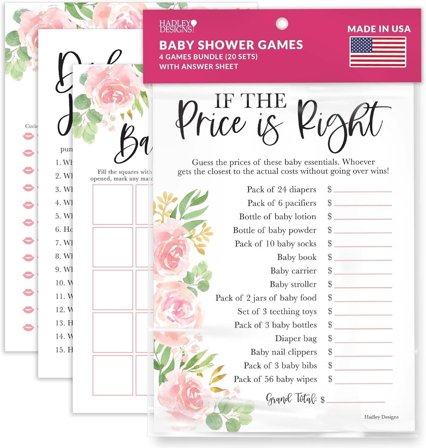 40 Floral Baby Shower Games For Girl - Baby Games For Baby Shower Bingo Game Girl, Guess Who Mommy Or Daddy Baby Shower Game, The Price Is Right Baby Shower Game, Funny Baby Shower Games Dad Jokes