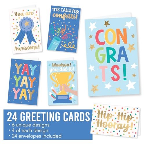 Folded Congratulations Cards | Set of 24 | Cards & Party | Envelopes Included