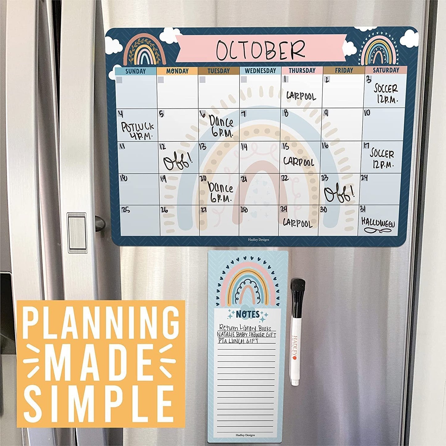 Boho Rainbow Magnetic Calendar | Dry-Erase | Calendars & Planners