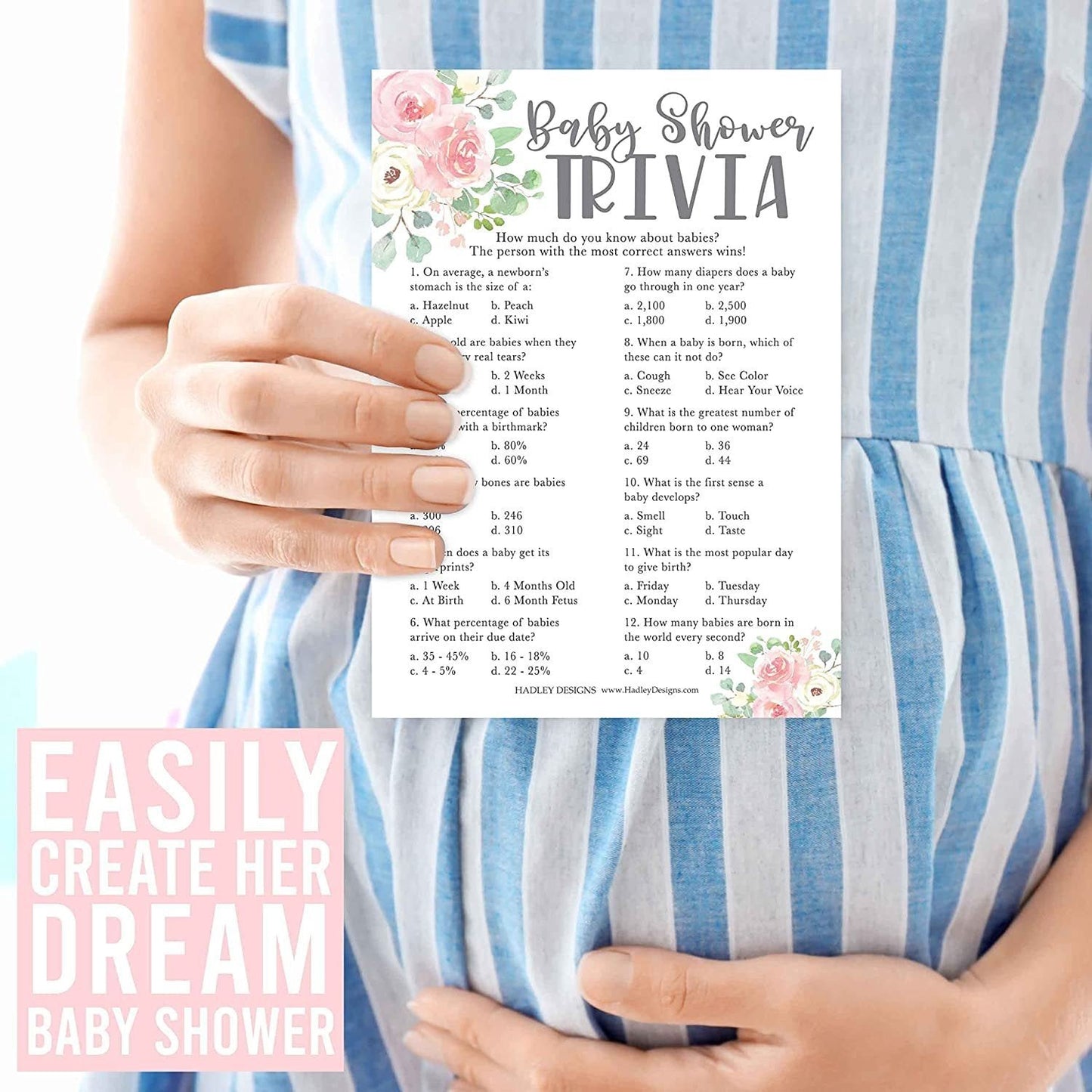 Trivia & Find the Guest Games | Set of 25 | Baby Shower Games