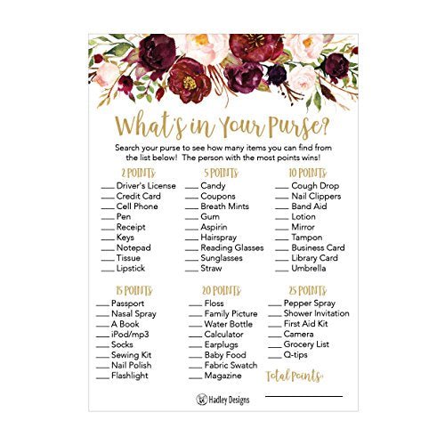 What's In Your Purse Bridal Bridal Shower Game | Set of 25 | Wedding Supplies