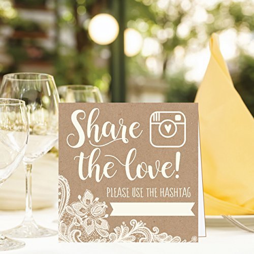 Wedding Hashtag Signs | Set of 25 | Wedding Supplies