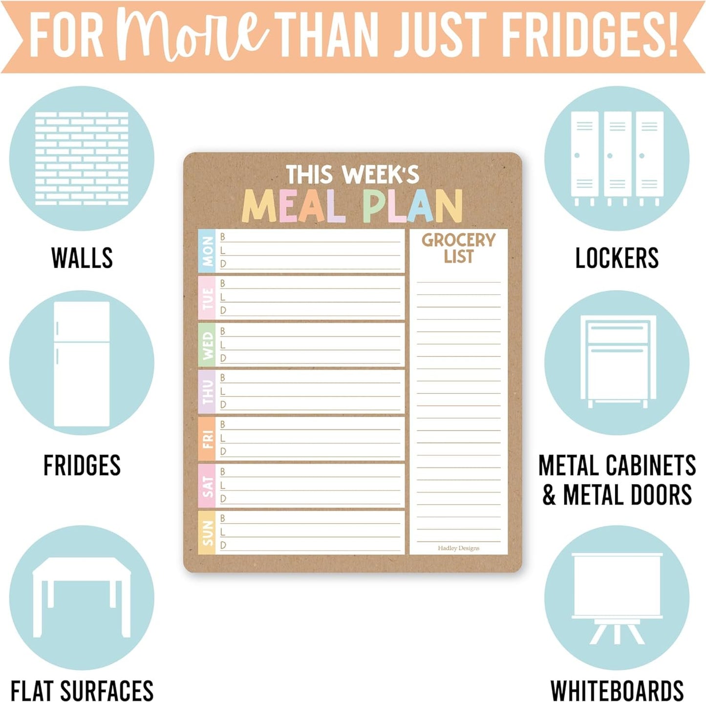 Rustic Weekly Dinner Menu Board for Kitchen - Magnetic Meal Planner for Refrigerator White Board Dry Erase, Weekly Menu Board for Fridge Whiteboard, Weekly Meal Planner Magnetic Fridge Whiteboard