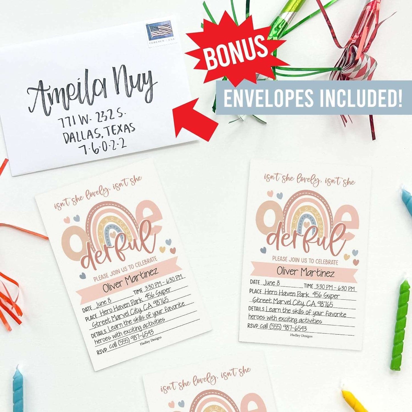 15 Boho Onederful Birthday Invitations Girl - Boho Rainbow Birthday Party Invitations For Girl, Boho Invitations For Birthday Party Invitation Girl, Isn't She Onederful First Birthday Invitation Cards