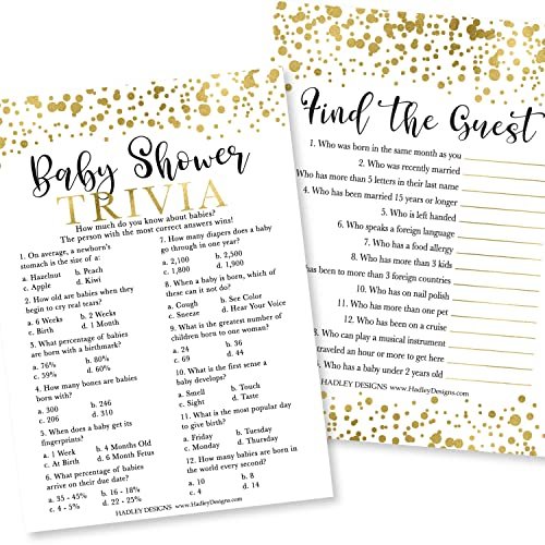 Trivia & Find the Guest Games | Set of 25 | Baby Shower Games