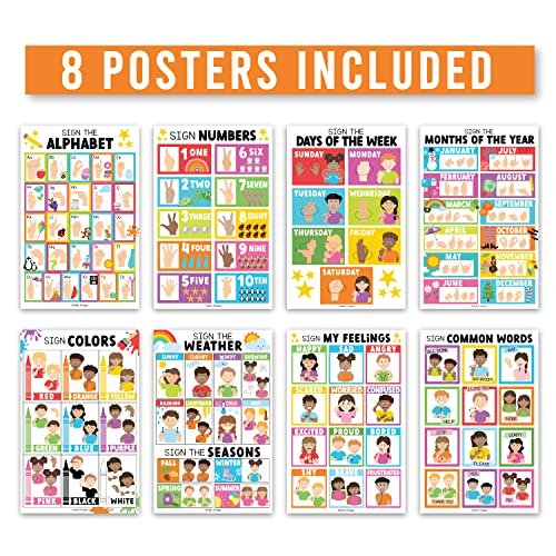 Colorful ASL Posters | Set of 8 | American Sign Language