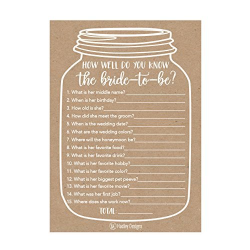 How Well Do You Know the Bride | Set of 25 | Bridal Shower Games
