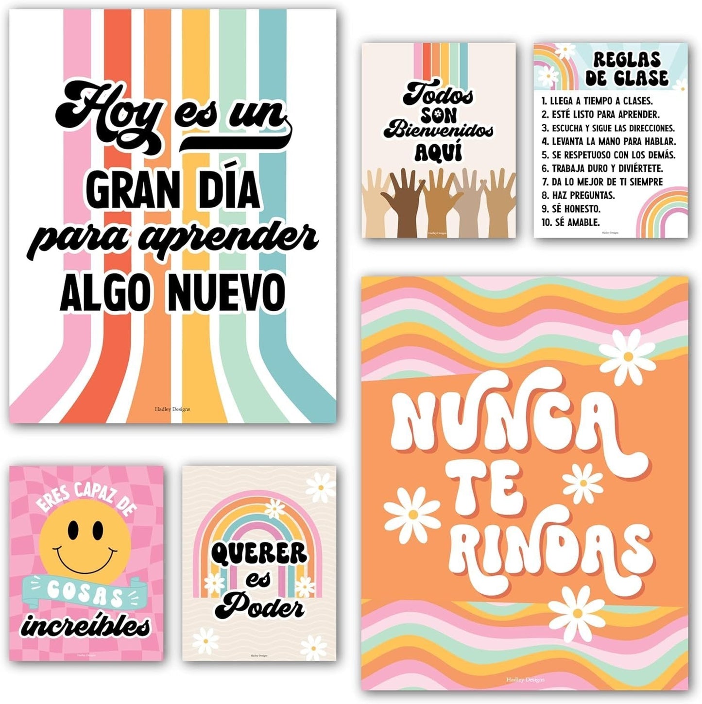 Retro Spanish Motivational Posters | Set of 6 | Spanish Classroom Supplies