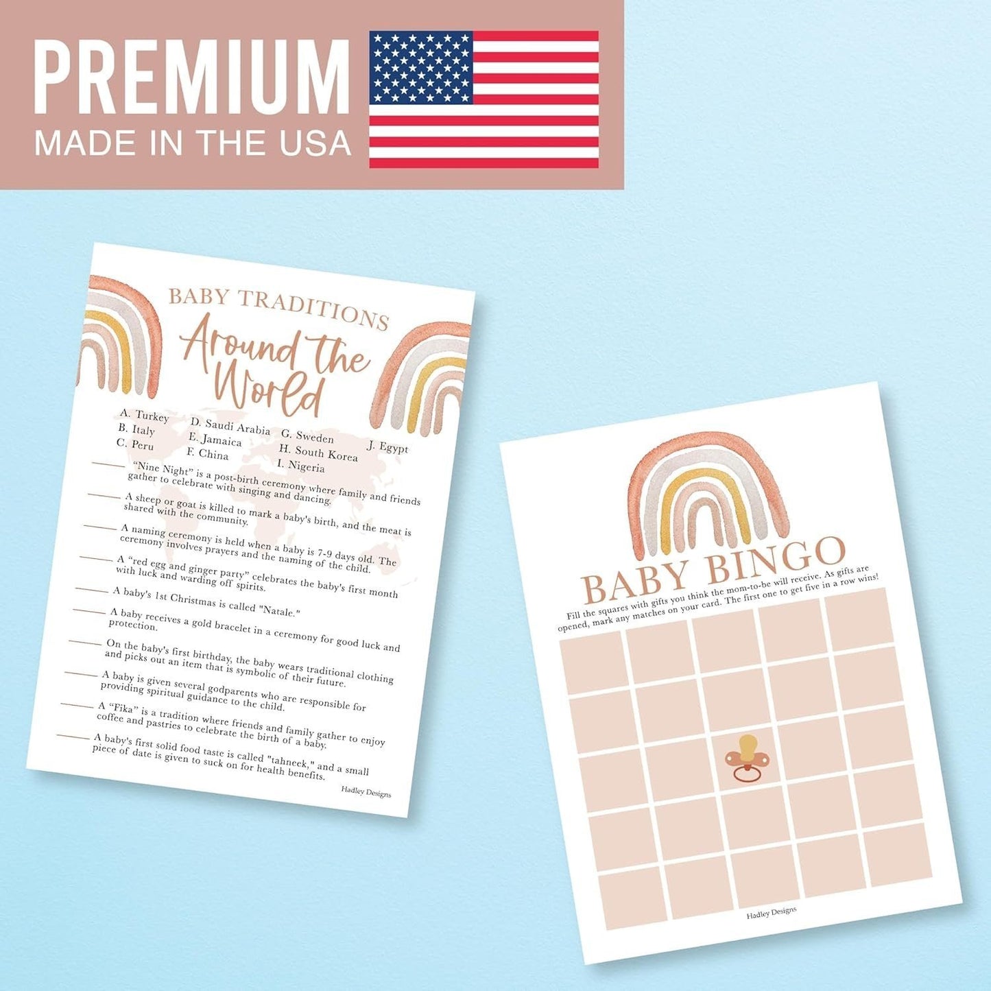 Baby Traditions & Bingo Games | Set of 20 | Baby Shower Games