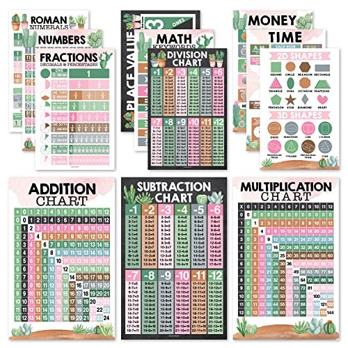 Cactus Math Posters | Set of 12 | Educational Posters