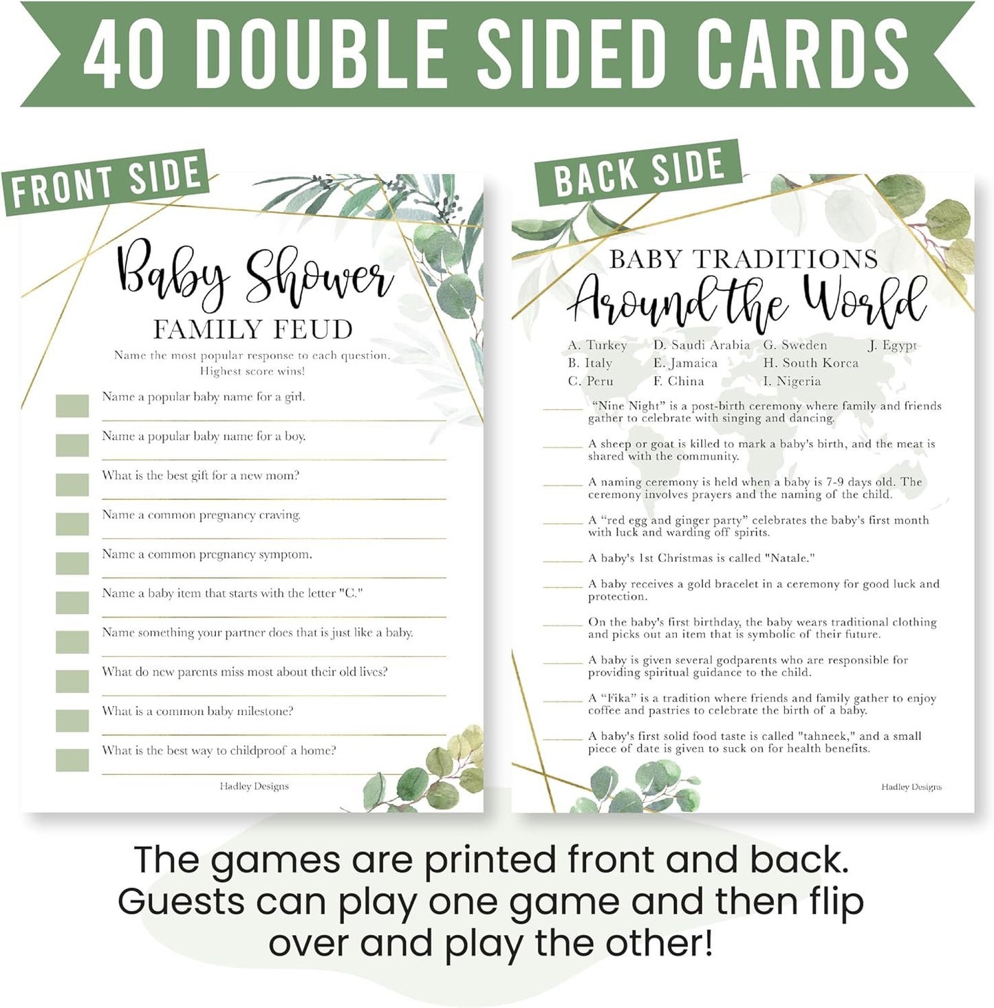 40 Greenery Baby Shower Games Gender Neutral - Who Knows Mommy Best Baby Shower Game, Guess Who Mommy Or Daddy Baby Shower Game, Baby Games For Baby Shower Family Feud Game, Baby Shower Tradition Card