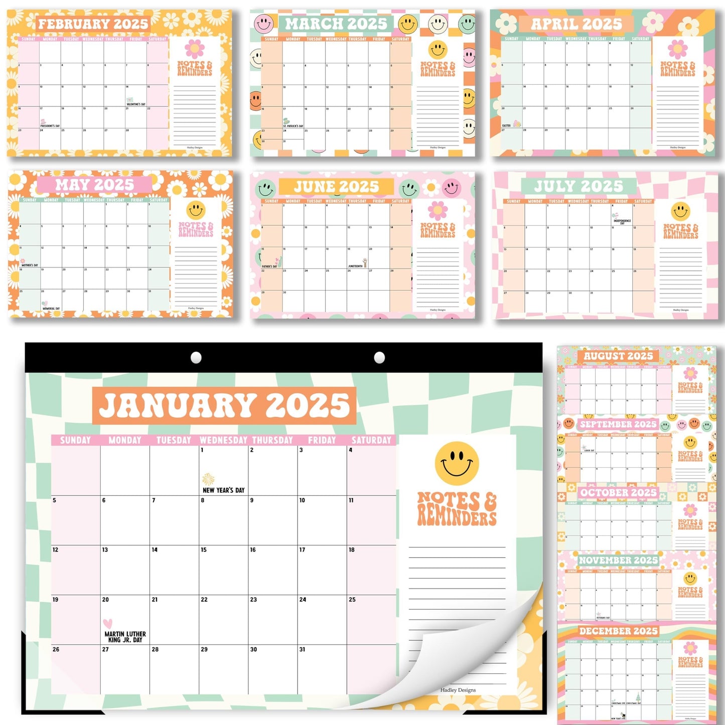 Retro Large Desk Calendar | 18-Months | 2025-2026 | Calendars & Planners