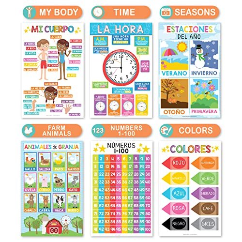 Colorful Spanish Posters | Set of 12 | Spanish Educational Supplies