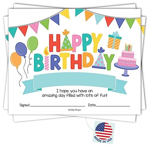 Colorful Birthday Certificates | Set of 25 | Birthday Gifts