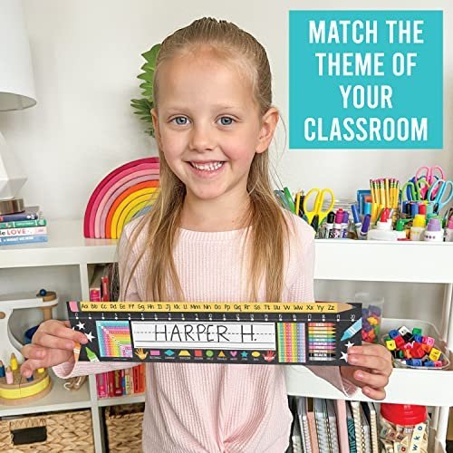 Colorful Chalk Classroom Name Plates | Set of 25 | Classroom Supplies