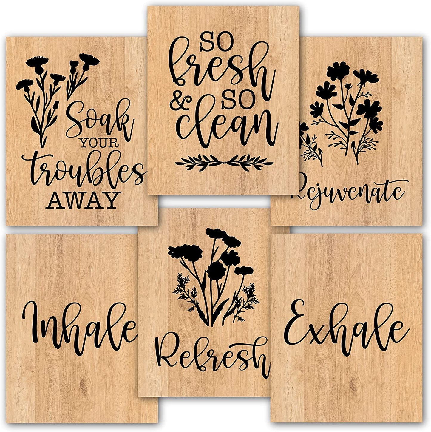 Relaxing Bathroom Wall Art | Set of 6 Reversible Prints | Home Decor