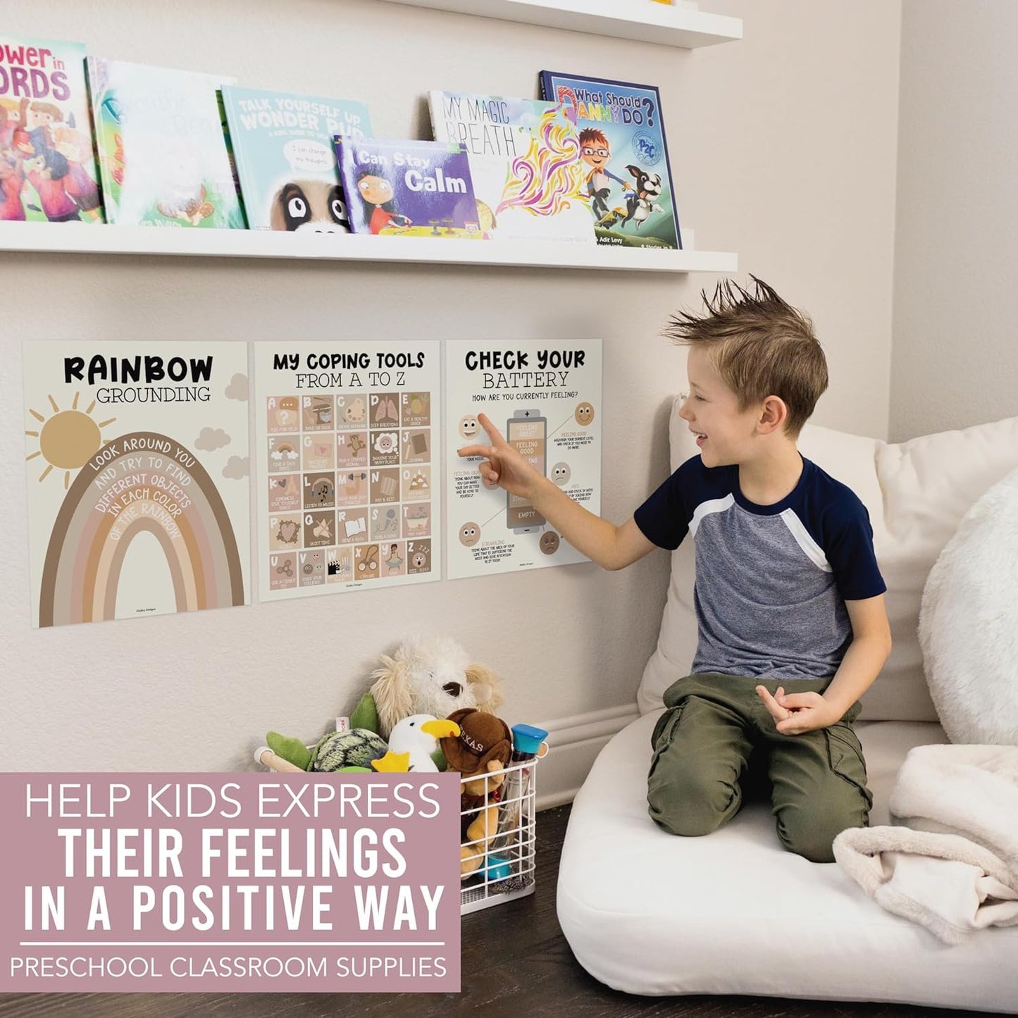 Neutral Calming Corner Posters | Set of 9 | Classroom Decor