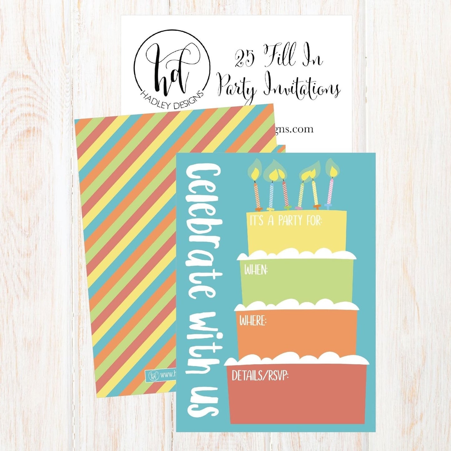 25 Cake Rainbow Party Invitations for Kids, Teens, Adults, Boys & Girls, Blank Children Happy 1st Birthday Invitation Cards, Unique Baby First Bday Invites, Toddler 1 2 3 Year Old rsvp Invites Fill In