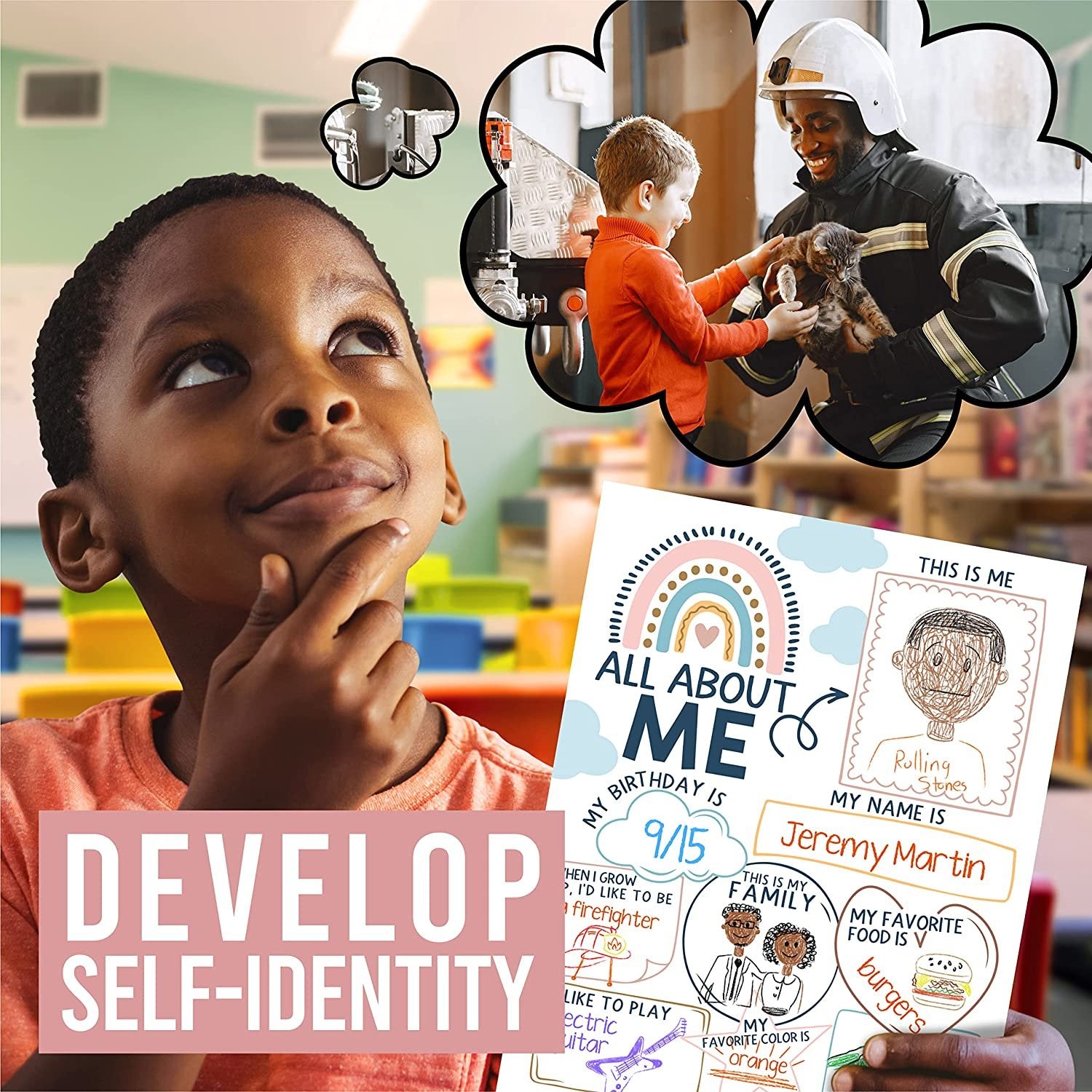 Boho Rainbow All About Me Posters