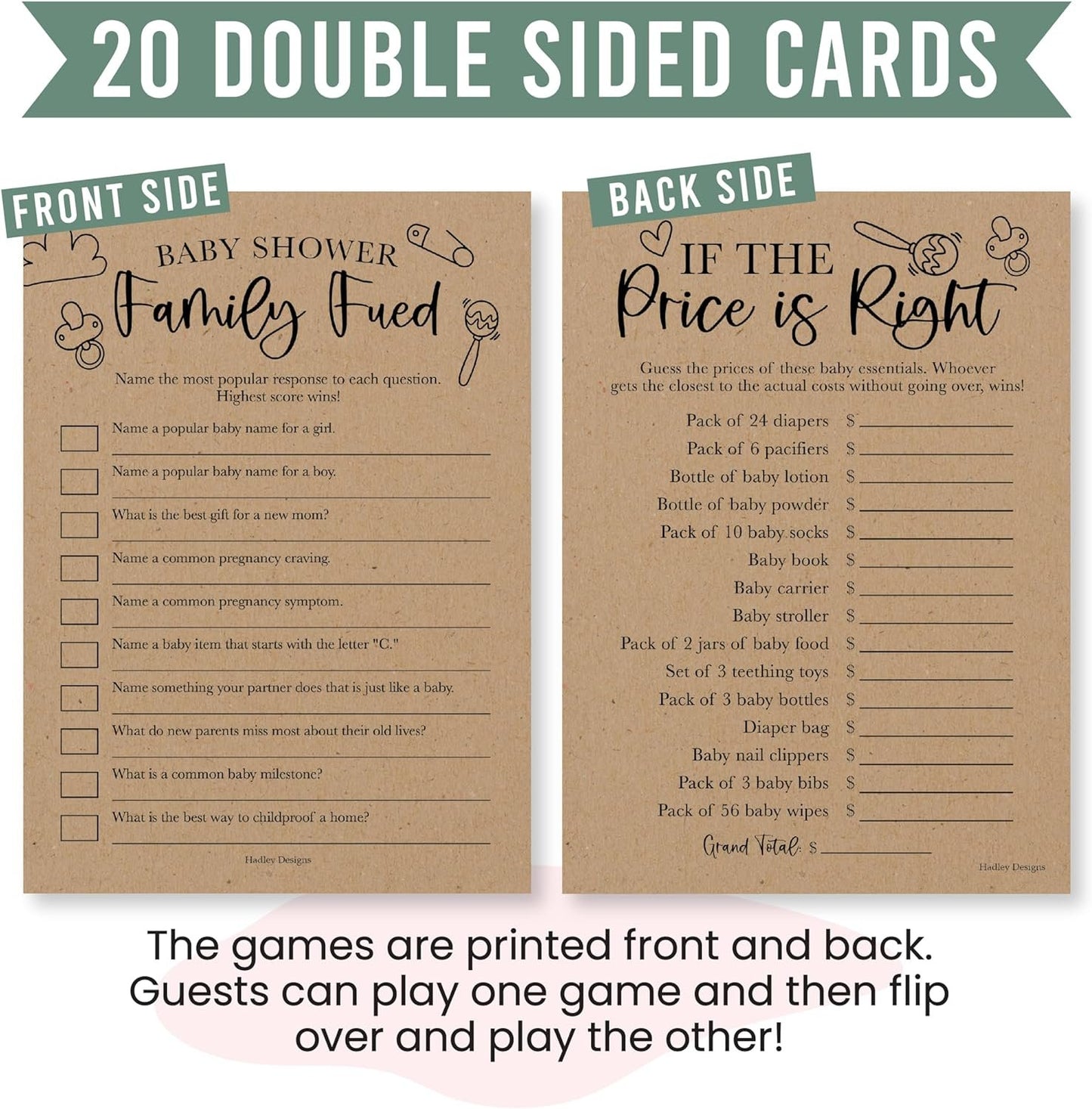 20 Rustic Baby Shower Games Gender Neutral - Hilarious Baby Shower Games For Girl, Funny Baby Shower Games Boy, The Price Is Right Baby Shower Game Cards, Baby Games For Baby Shower Family Feud Game