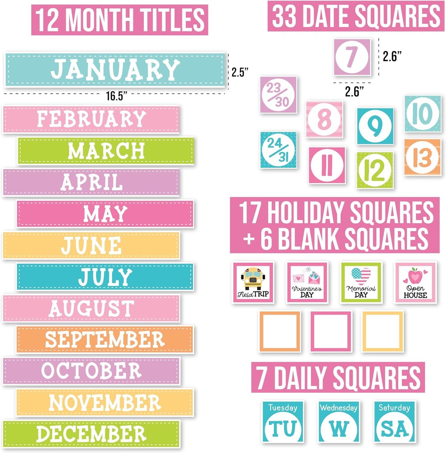 Colorful Classroom Calendar Set Bulletin Board - Bulletin Board Calendar For Classroom Elementary, Teacher Calendar Bulletin Board Sets, Preschool Calendar For Classroom, School Calendar For Classroom