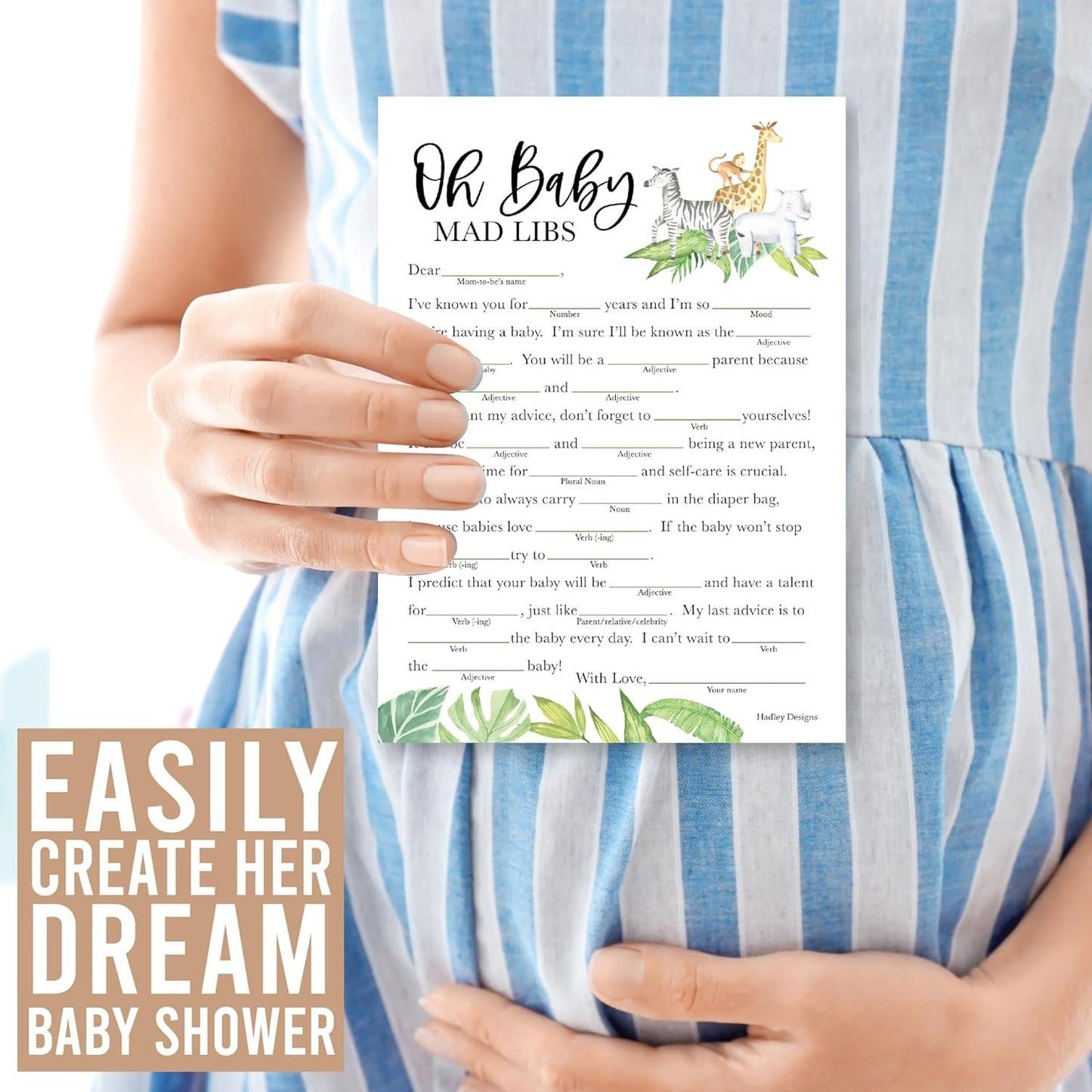 20 Safari Baby Shower Games Gender Neutral - Hilarious Baby Shower Games For Girl, Funny Baby Shower Games Boy, Advice Cards Baby Shower Mad Libs Game Funny, Family Tradition Cards For Baby Shower