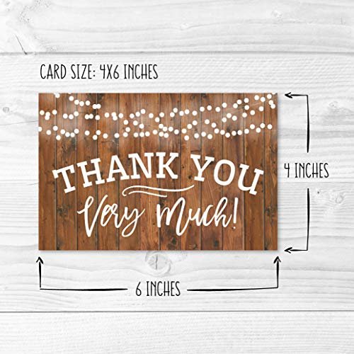 Rustic Wood Folded Thank You Cards | Set of 24 | General