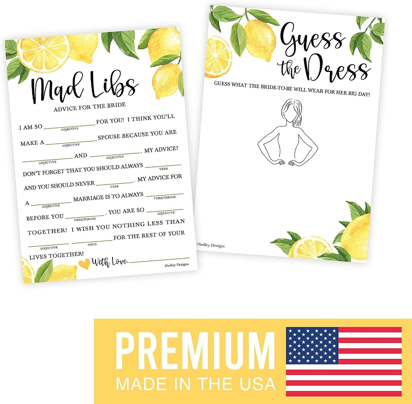 Guess The Dress & Mad Libs Games | Set of 20 | Bridal Shower Games