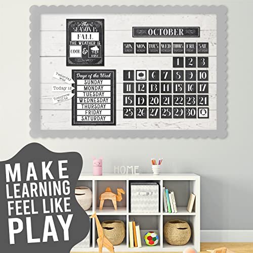 Black & White Chalk Classroom Calendar | Bulletin Board | Classroom Supplies