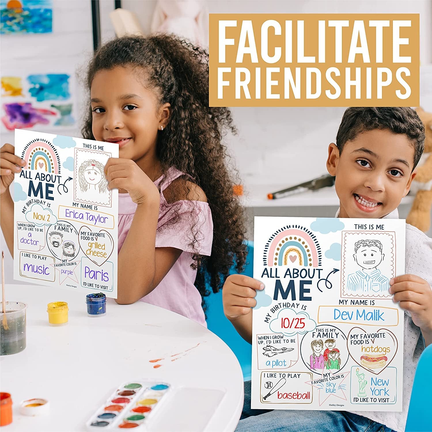 Boho Rainbow All About Me Posters