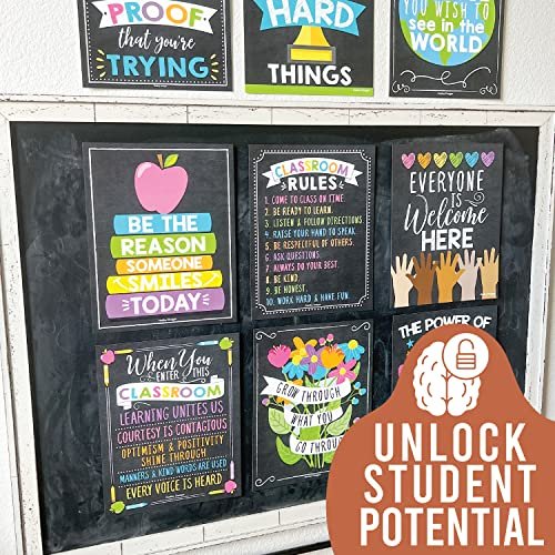 Pastel Chalk Classroom Motivational Posters | Set of 9 | Educational Supplies