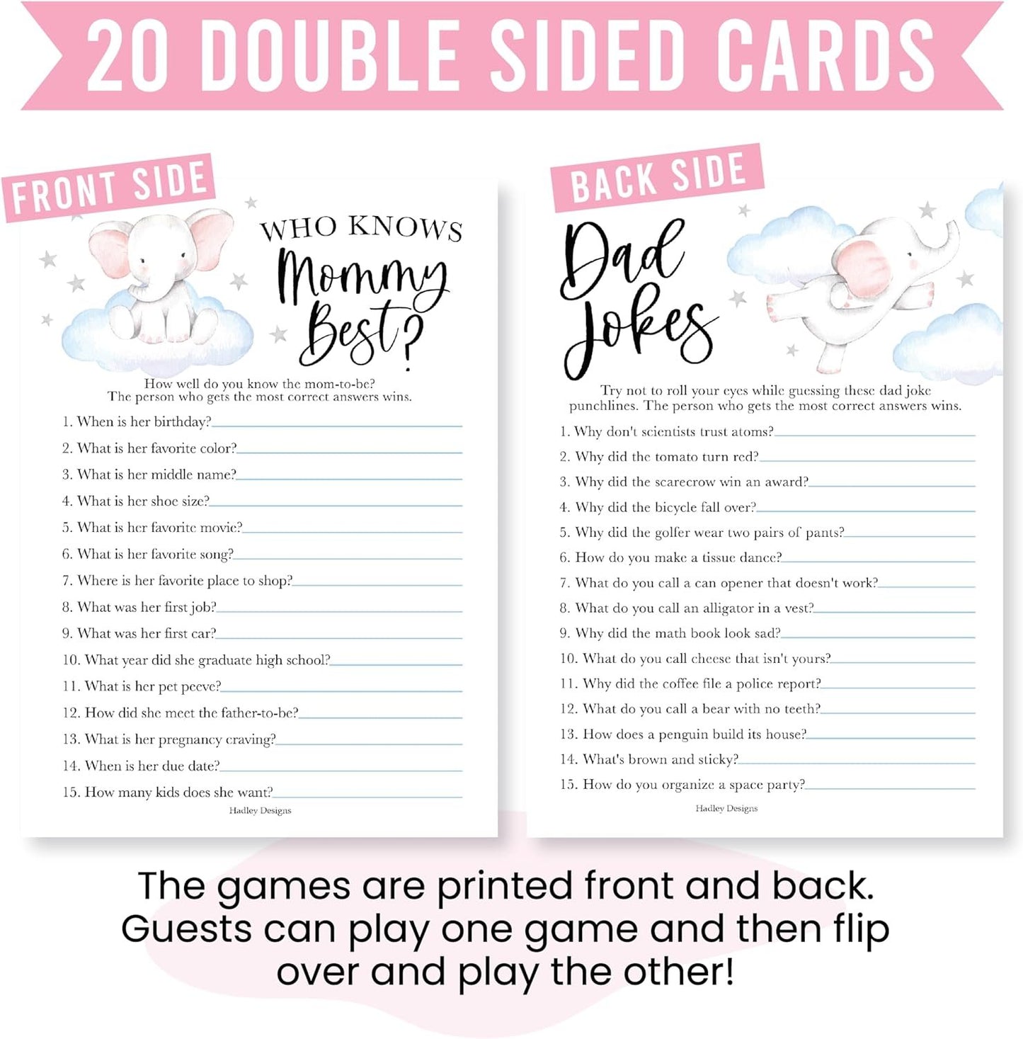 20 Elephant Baby Shower Games Boy - Hilarious Baby Shower Games For Boy, Who Knows Mommy Best Baby Shower Game Card, Baby Games For Baby Shower Games Dad Jokes, Baby Shower Boy Baby Shower Games Funny