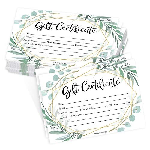 Blank Gift Certificates | Set of 25 | Cards & Party