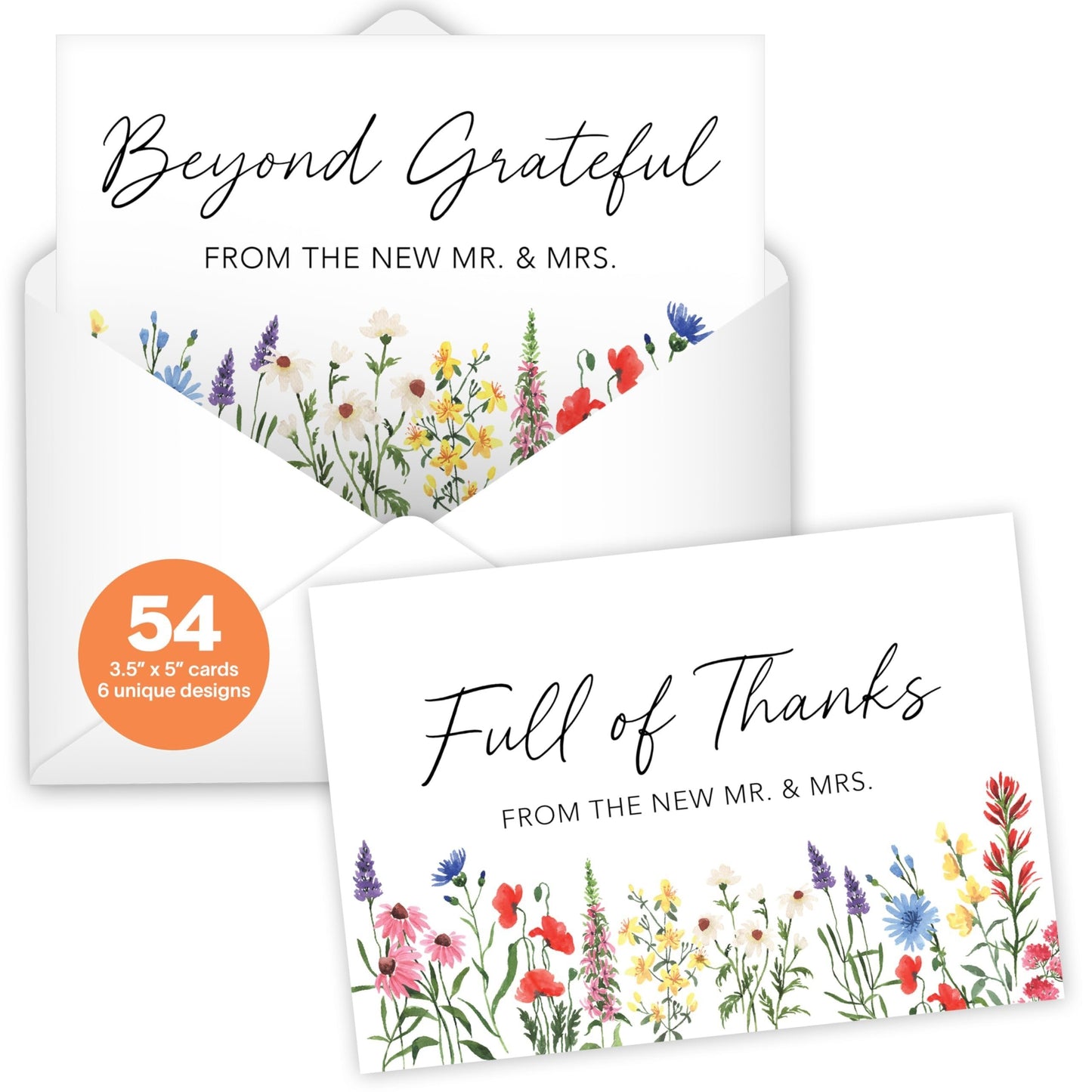 Wedding Thank You Cards | Set of 54 | With Envelopes