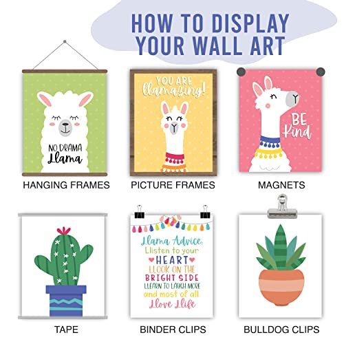 Llama Children's Wall Art | Set of 6 | Home Decor