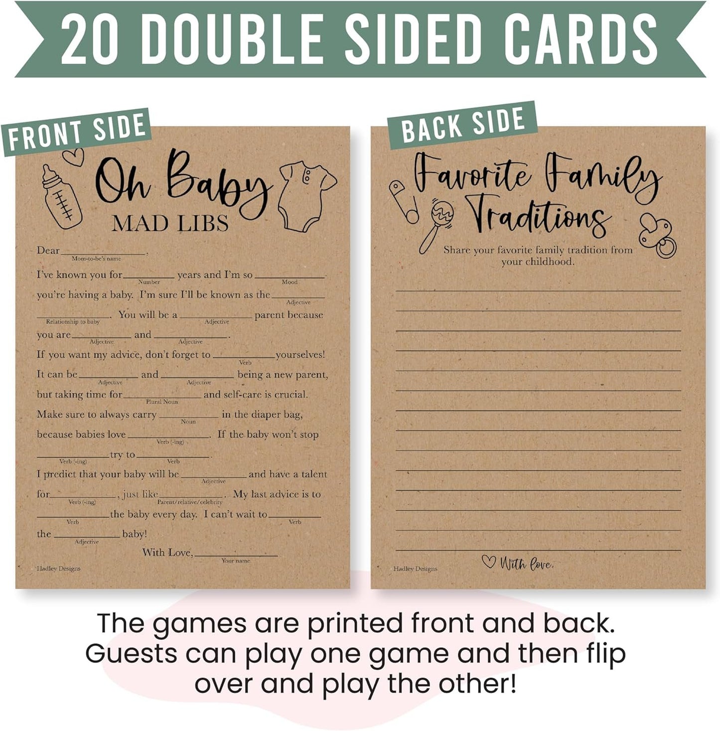 20 Rustic Baby Shower Games Gender Neutral - Hilarious Baby Shower Games For Girl, Funny Baby Shower Games Boy, Advice Cards Baby Shower Mad Libs Game Funny, Family Tradition Cards For Baby Shower