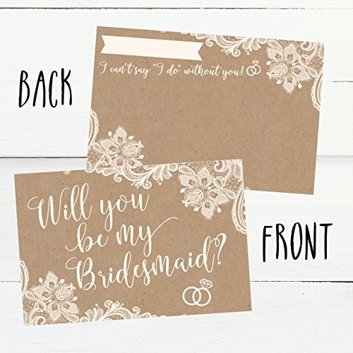 Kraft Lace Bridesmaid Proposal Cards | Set of 15 | Wedding Supplies