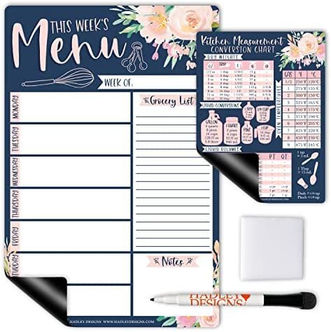 Navy Floral Magnetic Meal Planner | Weekly | Calendar & Planners