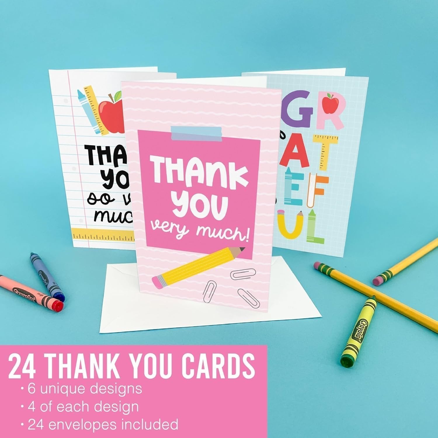 Teacher Thank You Cards | Set of 24 | 4" x 6"