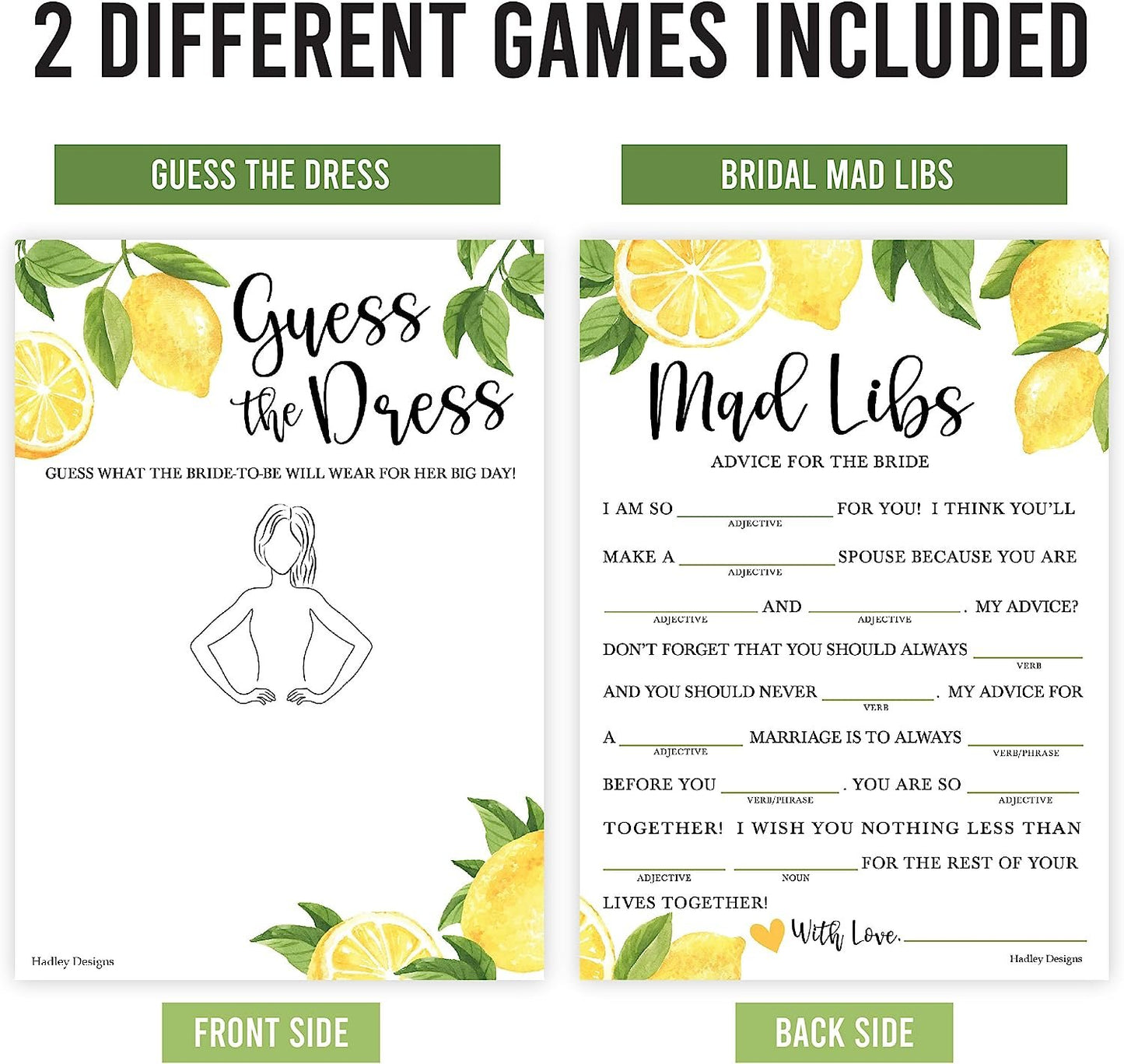 Guess The Dress & Mad Libs Games | Set of 20 | Bridal Shower Games