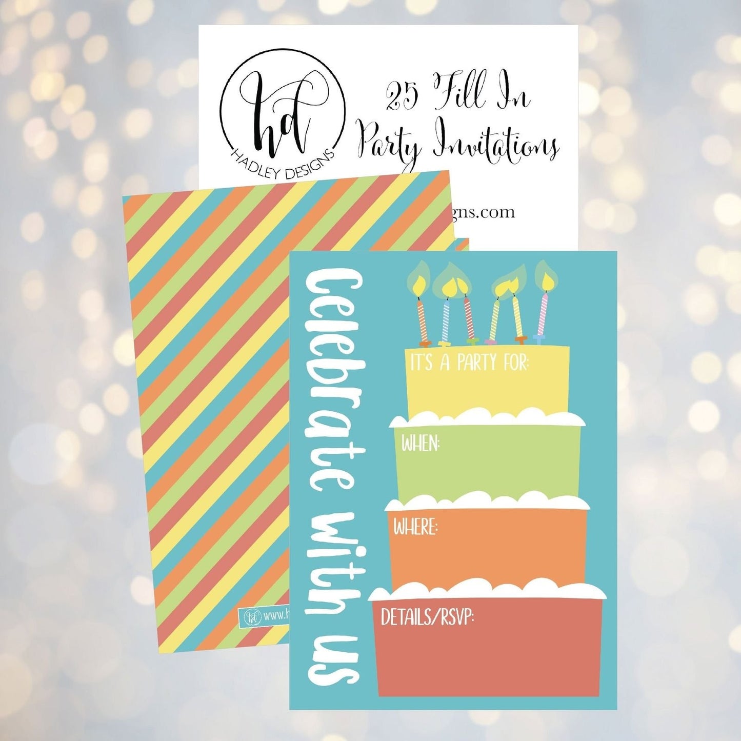 25 Cake Rainbow Party Invitations for Kids, Teens, Adults, Boys & Girls, Blank Children Happy 1st Birthday Invitation Cards, Unique Baby First Bday Invites, Toddler 1 2 3 Year Old rsvp Invites Fill In