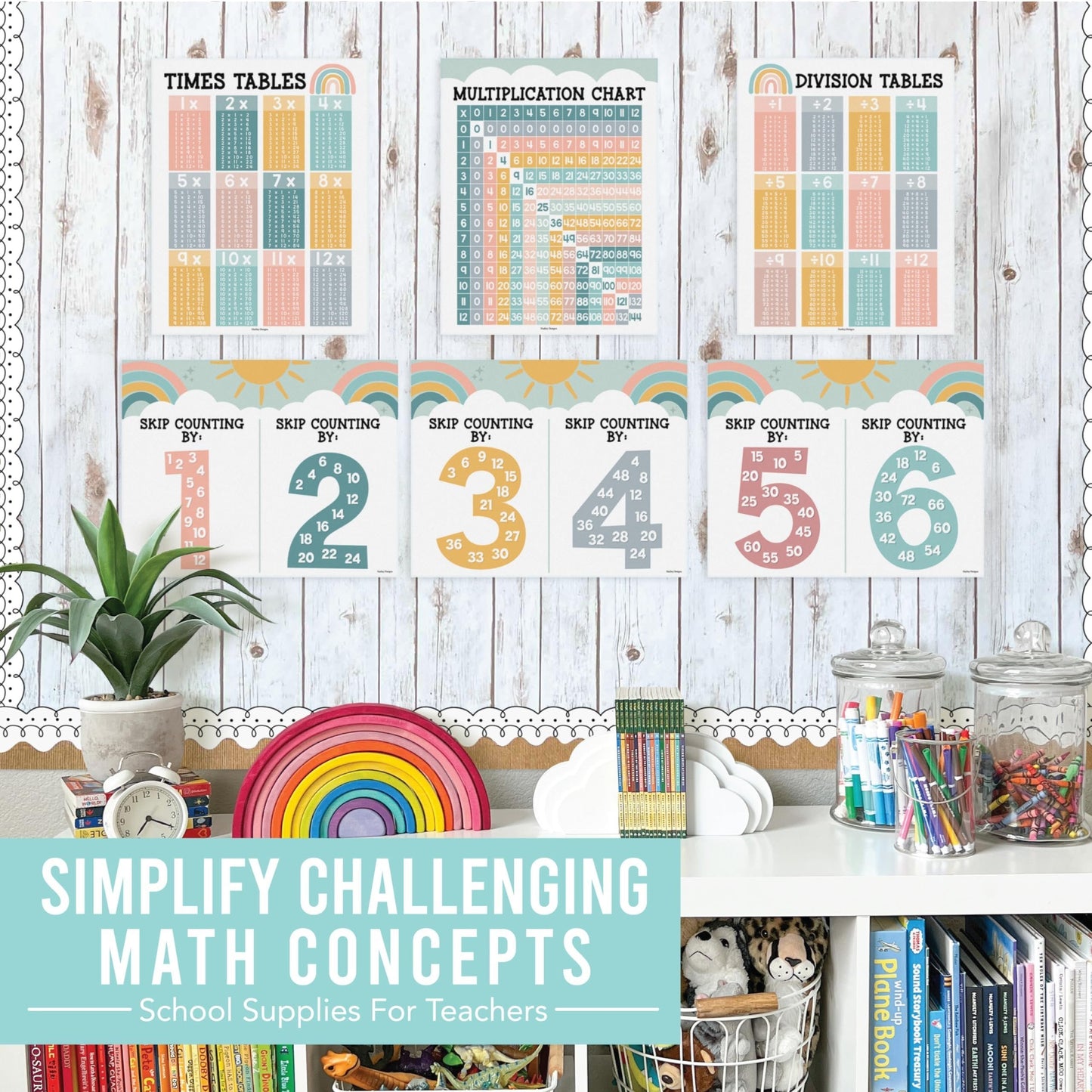 Boho Muted Multiplication Posters | Set of 9 | Classroom Supplies