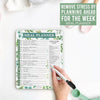 Greenery Weekly Dinner Menu Board For Kitchen - Magnetic Meal Planner For Refrigerator White Board Dry Erase, Weekly Menu Board For Fridge Whiteboard, Weekly Meal Planner Magnetic Fridge Whiteboard