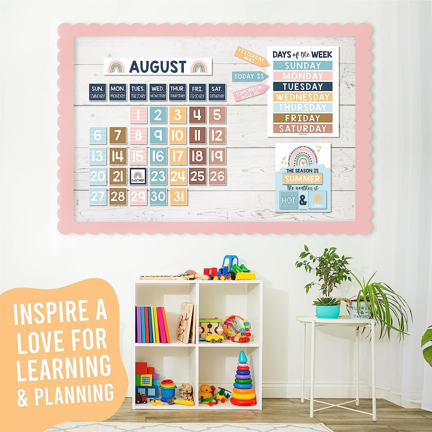 Boho Calendar For Classroom Elementary Classroom Must Haves - Classroom Calendar Set Bulletin Board Sets For Teachers, Bulletin Board Calendar For Classroom, School Calendar For Classroom