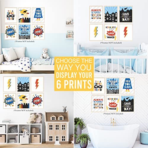 Superhero Children's Wall Art | Set of 6 | Home Decor