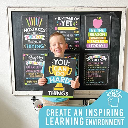 Pastel Chalk Classroom Motivational Posters | Set of 9 | Educational Supplies