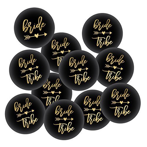 Black & Gold Bridal Party Pins | Set of 10 | Wedding Supplies