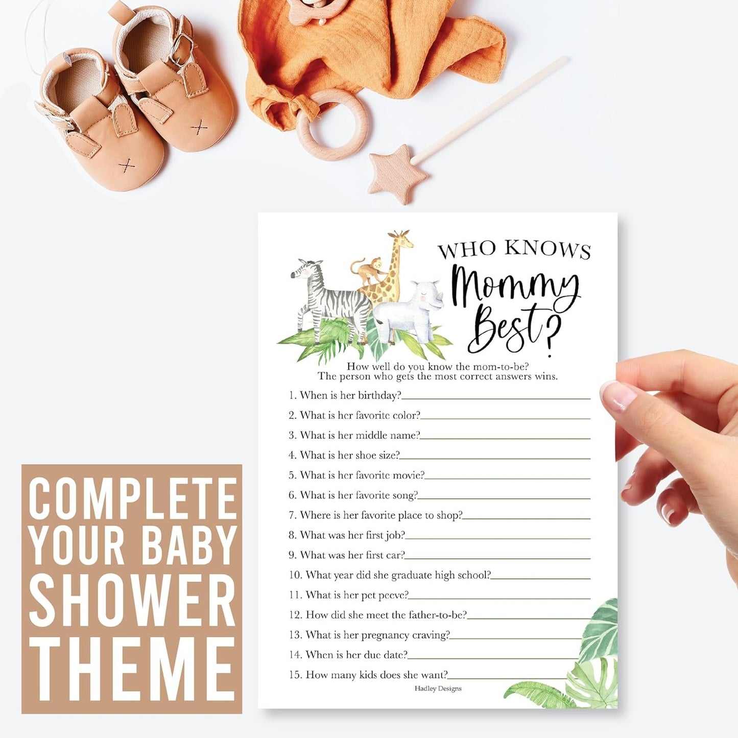 20 Safari Baby Shower Games Gender Neutral - Hilarious Baby Shower Games For Girl, Funny Baby Shower Games Boy, Who Knows Mommy Best Baby Shower Game Card, Baby Games For Baby Shower Games Dad Jokes