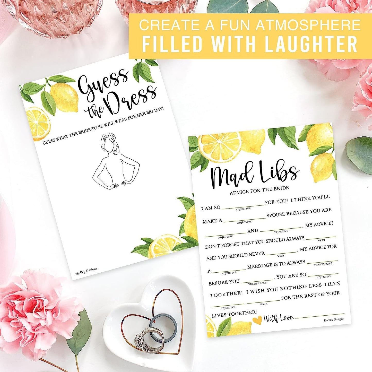 Guess The Dress & Mad Libs Games | Set of 20 | Bridal Shower Games