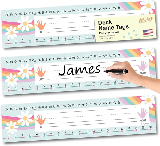 25 Retro Desk Name Plates for Classroom - Classroom Name Tags for Desk, Desk Name Tags for Classroom, Student Name Tags for Desks, Student Name Plates for Desks Classroom, Name Plate for Desk Kids